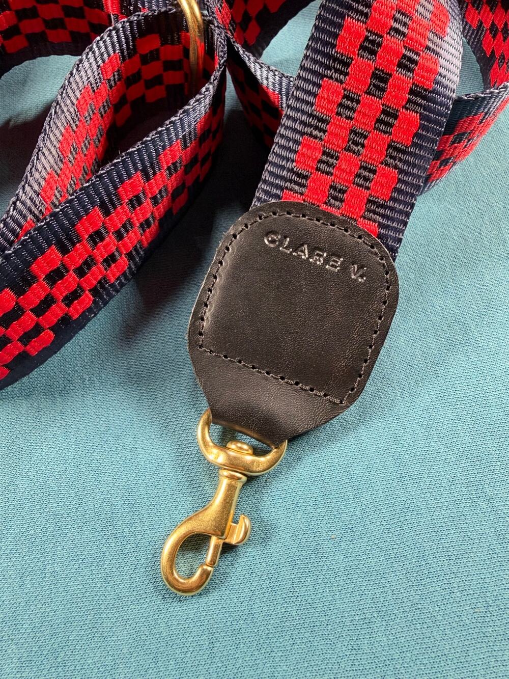 Red/Blue Checker Clare V. Adjustable Crossbody Strap - NWOT